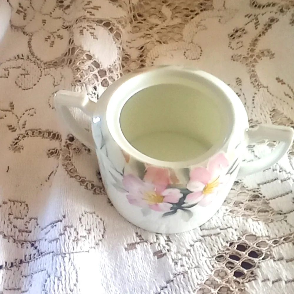 Hand painted Nippon sugar bowl with airplane plants